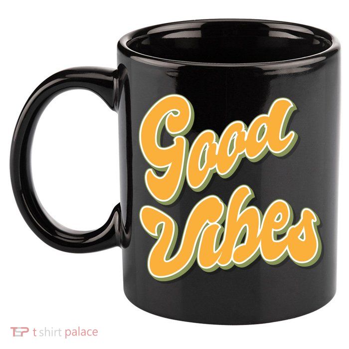 Good Vibes Retro Fun 11oz C Handle Ceramic Mug