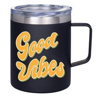 Good Vibes Retro Fun 12oz Stainless Steel Coffee Mug