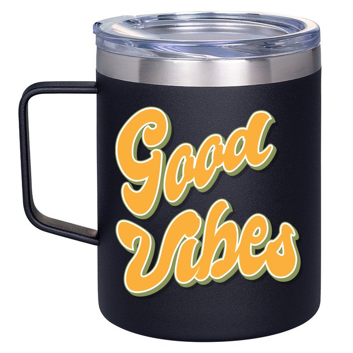 Good Vibes Retro Fun 12oz Stainless Steel Coffee Mug