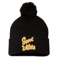 Good Vibes Retro Fun Pom Pom 12in Knit Beanie