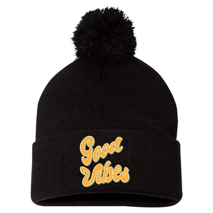 Good Vibes Retro Fun Pom Pom 12in Knit Beanie