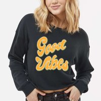 Good Vibes Retro Fun Cropped Pullover Crew