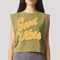 Good Vibes Retro Fun Garment-Dyed Women's Muscle Tee