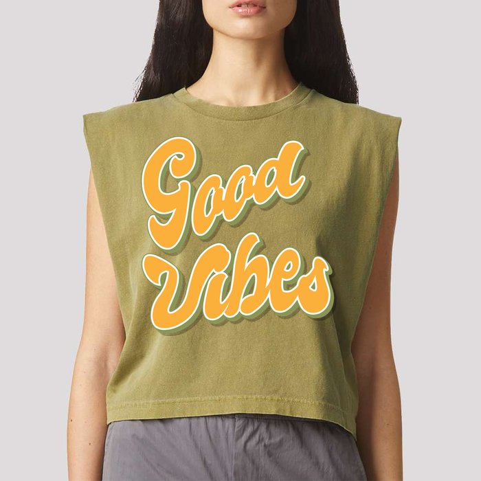 Good Vibes Retro Fun Garment-Dyed Women's Muscle Tee