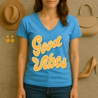 Good Vibes Retro Fun Women's V-Neck T-Shirt