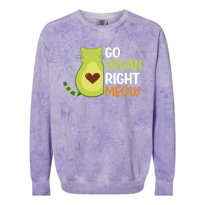 Go Vegan Right Meow Gift Colorblast Crewneck Sweatshirt