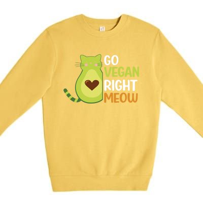 Go Vegan Right Meow Gift Premium Crewneck Sweatshirt