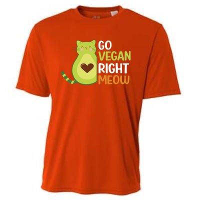 Go Vegan Right Meow Gift Cooling Performance Crew T-Shirt