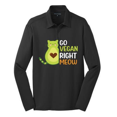 Go Vegan Right Meow Gift Silk Touch Performance Long Sleeve Polo