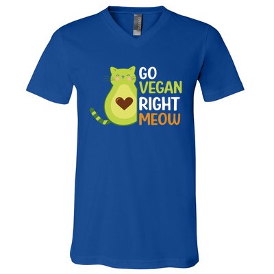 Go Vegan Right Meow Gift V-Neck T-Shirt