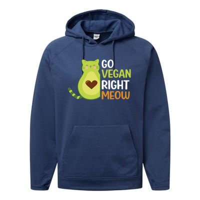 Go Vegan Right Meow Gift Performance Fleece Hoodie