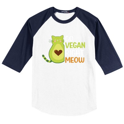 Go Vegan Right Meow Gift Baseball Sleeve Shirt