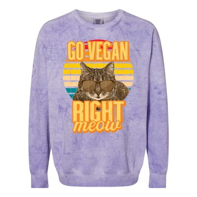 Go Vegan Right Meow Vegetarian Cool Gift Colorblast Crewneck Sweatshirt