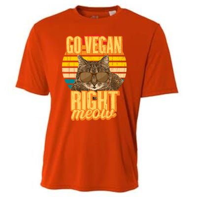 Go Vegan Right Meow Vegetarian Cool Gift Cooling Performance Crew T-Shirt