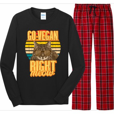 Go Vegan Right Meow Vegetarian Cool Gift Long Sleeve Pajama Set