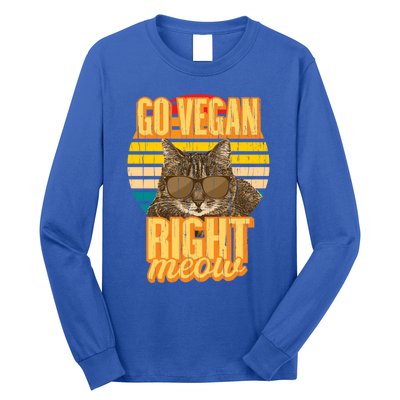 Go Vegan Right Meow Vegetarian Cool Gift Long Sleeve Shirt