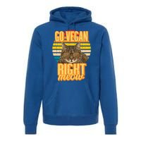 Go Vegan Right Meow Vegetarian Cool Gift Premium Hoodie