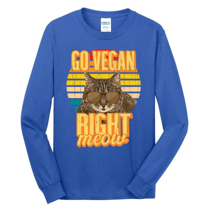 Go Vegan Right Meow Vegetarian Cool Gift Tall Long Sleeve T-Shirt