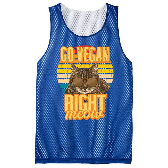 Go Vegan Right Meow Vegetarian Cool Gift Mesh Reversible Basketball Jersey Tank