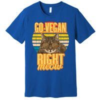 Go Vegan Right Meow Vegetarian Cool Gift Premium T-Shirt