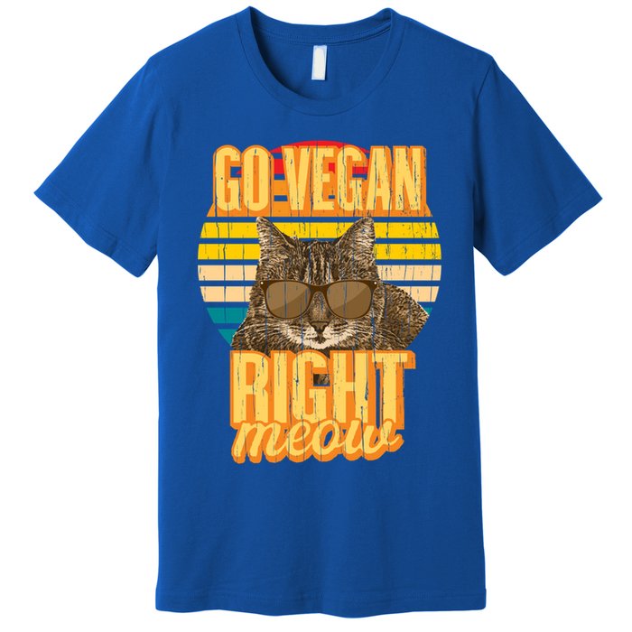 Go Vegan Right Meow Vegetarian Cool Gift Premium T-Shirt