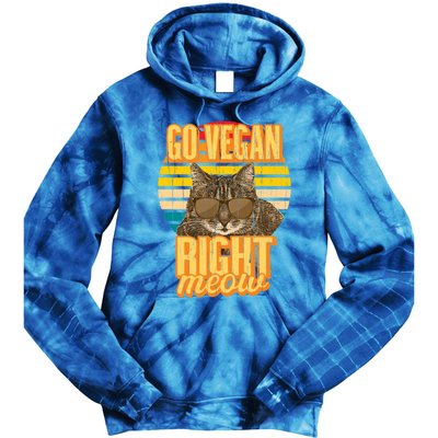 Go Vegan Right Meow Vegetarian Cool Gift Tie Dye Hoodie