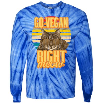 Go Vegan Right Meow Vegetarian Cool Gift Tie-Dye Long Sleeve Shirt