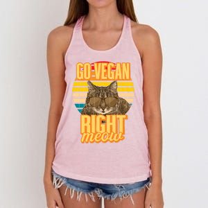 Go Vegan Right Meow Vegetarian Cool Gift Women's Knotted Racerback Tank