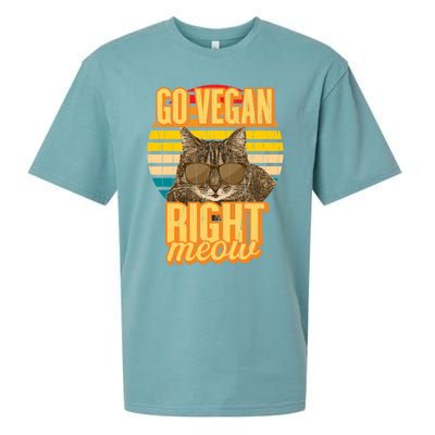 Go Vegan Right Meow Vegetarian Cool Gift Sueded Cloud Jersey T-Shirt