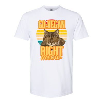 Go Vegan Right Meow Vegetarian Cool Gift Softstyle CVC T-Shirt