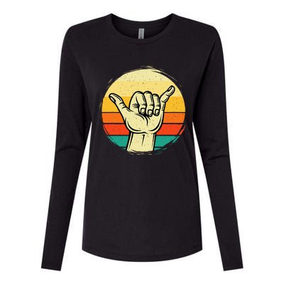 Good Vibe Shaka Hand Sign Surfing Lover Surfboard Surfers Womens Cotton Relaxed Long Sleeve T-Shirt