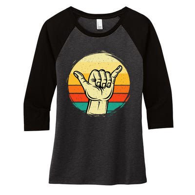 Good Vibe Shaka Hand Sign Surfing Lover Surfboard Surfers Women's Tri-Blend 3/4-Sleeve Raglan Shirt