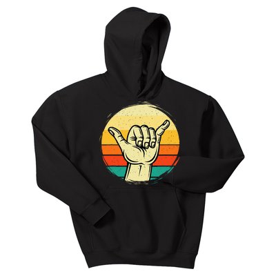 Good Vibe Shaka Hand Sign Surfing Lover Surfboard Surfers Kids Hoodie