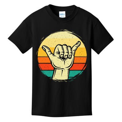 Good Vibe Shaka Hand Sign Surfing Lover Surfboard Surfers Kids T-Shirt