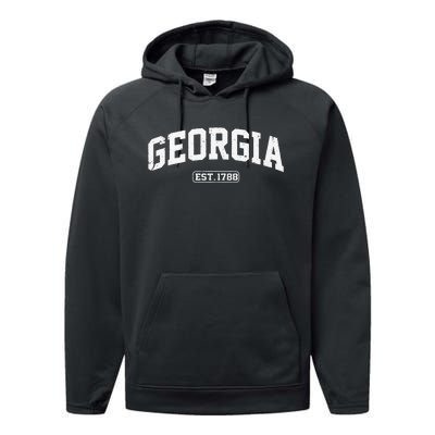 Georgia Vintage State Athletic Style Performance Fleece Hoodie