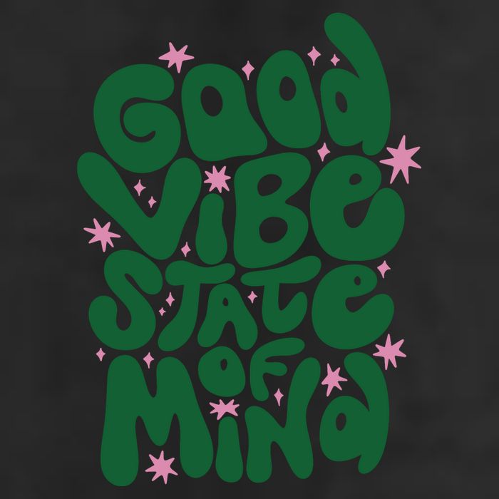 Good Vibe State Of Mind Retro Quote 7 Panel Mesh Trucker Snapback Hat