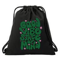 Good Vibe State Of Mind Retro Quote Drawstring Bag