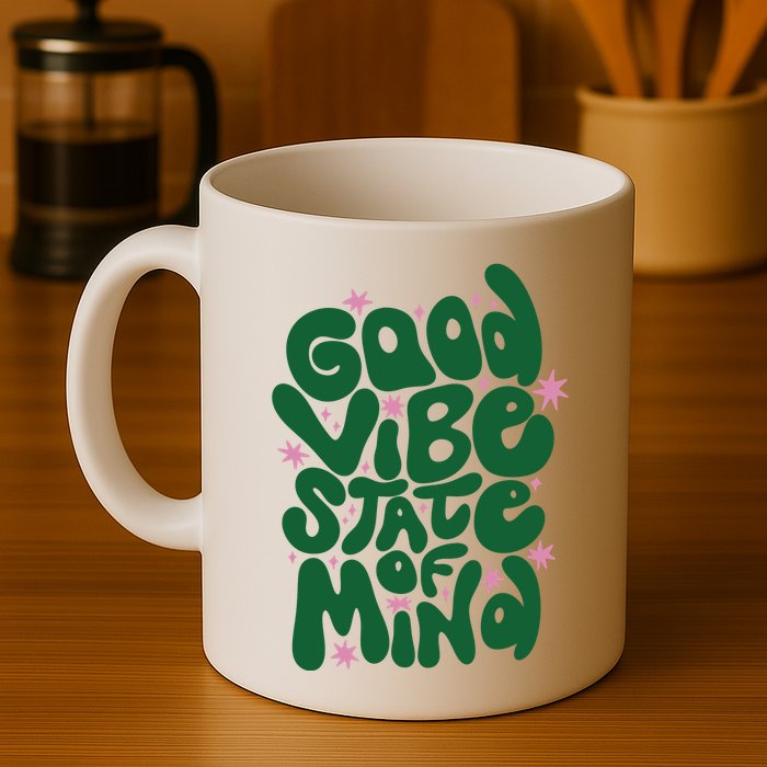 Good Vibe State Of Mind Retro Quote Mug