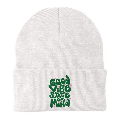 Good Vibe State Of Mind Retro Quote Beanie