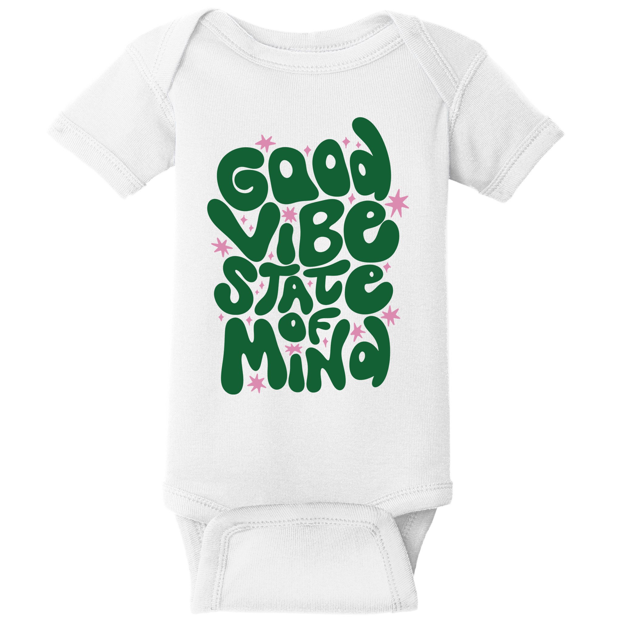 Good Vibe State Of Mind Retro Quote Baby Bodysuit