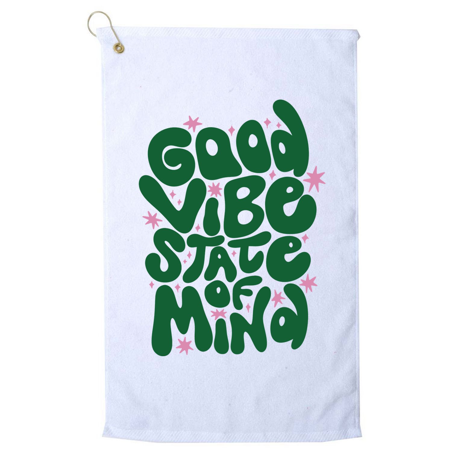 Good Vibe State Of Mind Retro Quote Golf Towel