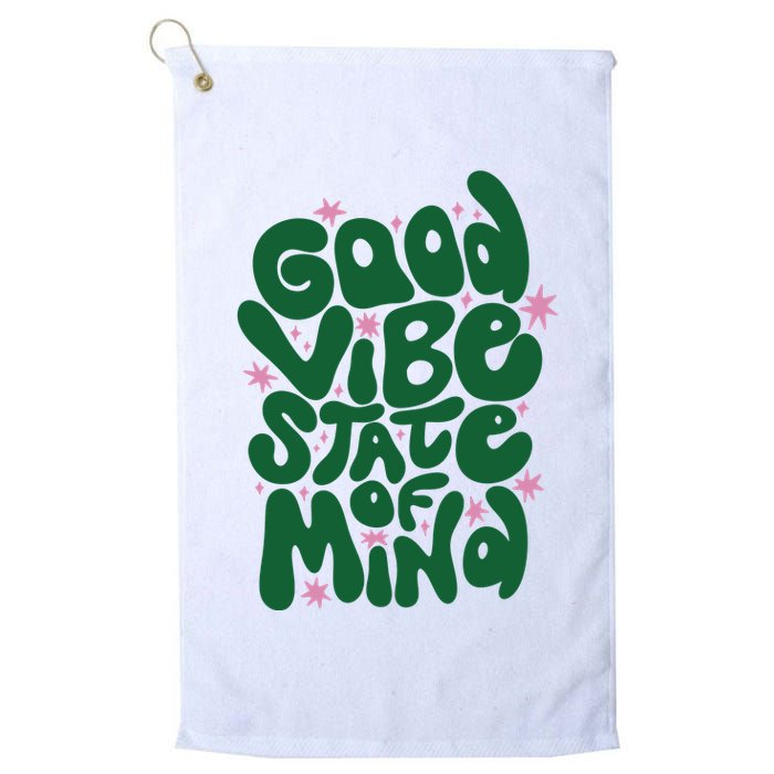 Good Vibe State Of Mind Retro Quote Golf Towel