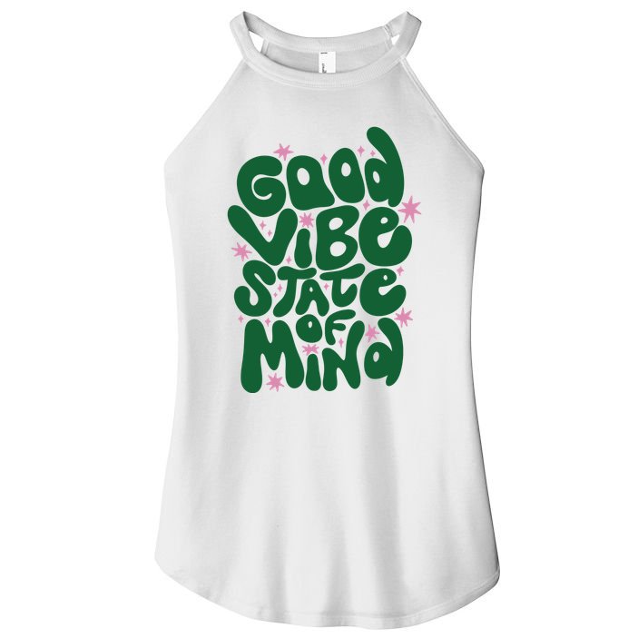 Good Vibe State Of Mind Retro Quote Women's Perfect Tri Rocker Tank