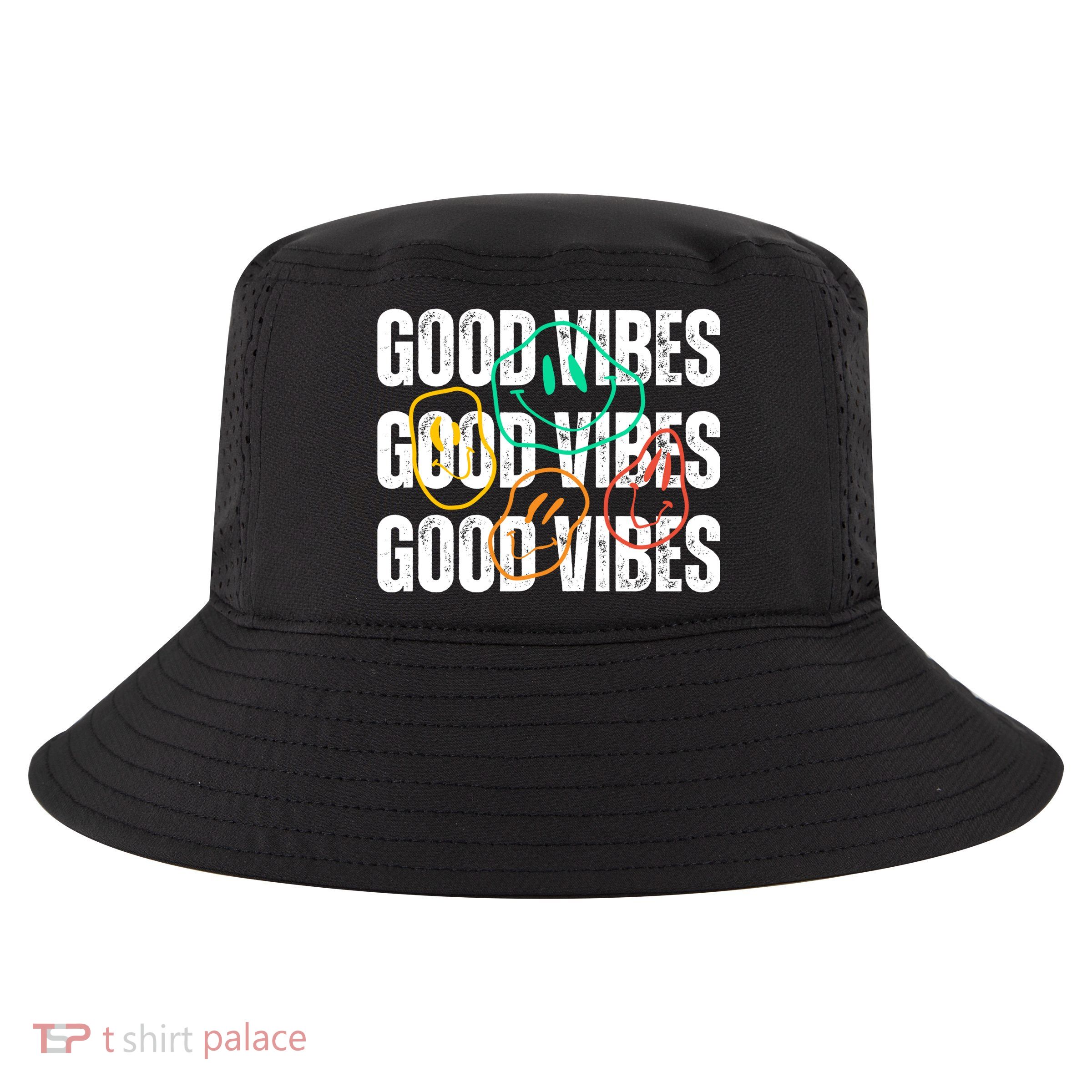 Good Vibes Smiley Retro Vintage Cool Comfort Performance Bucket Hat