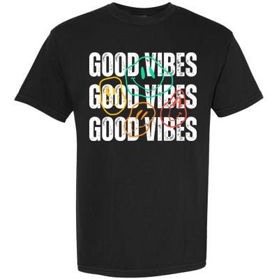 Good Vibes Smiley Retro Vintage Garment-Dyed Heavyweight T-Shirt