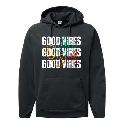 Good Vibes Smiley Retro Vintage Performance Fleece Hoodie