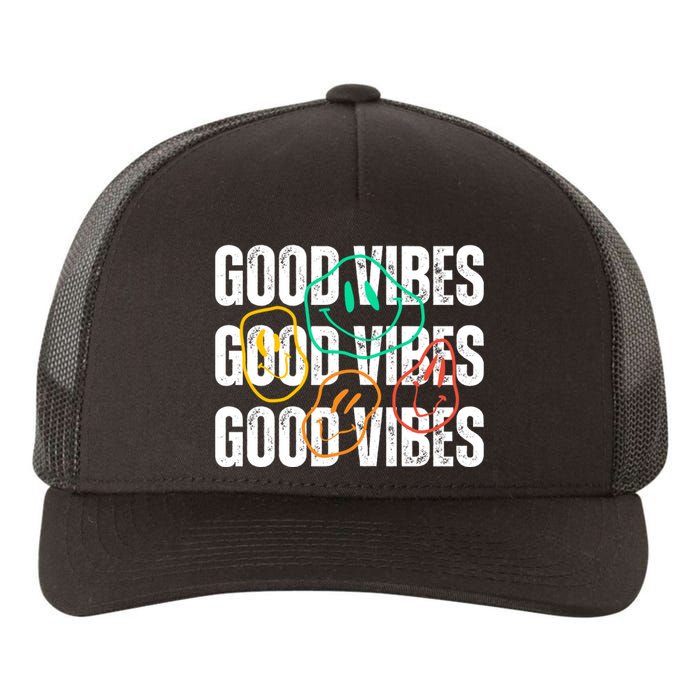 Good Vibes Smiley Retro Vintage Yupoong Adult 5-Panel Trucker Hat