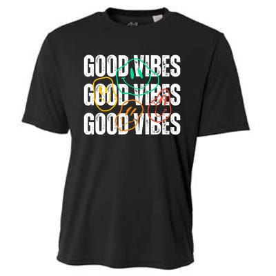 Good Vibes Smiley Retro Vintage Cooling Performance Crew T-Shirt