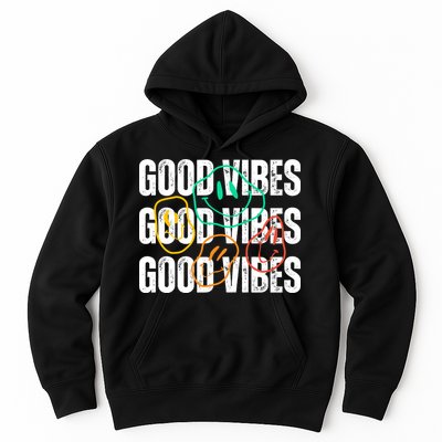 Good Vibes Smiley Retro Vintage Hoodie