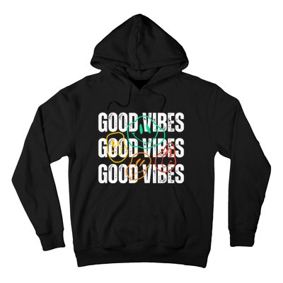 Good Vibes Smiley Retro Vintage Hoodie